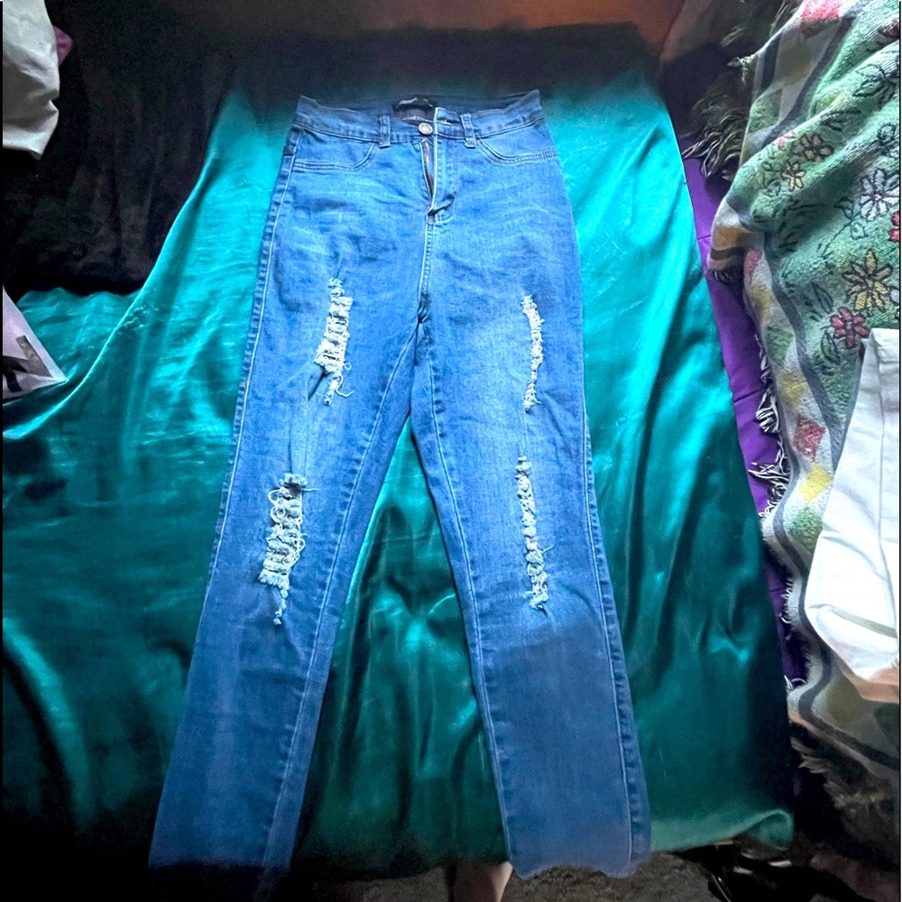 Blue ripped jeans